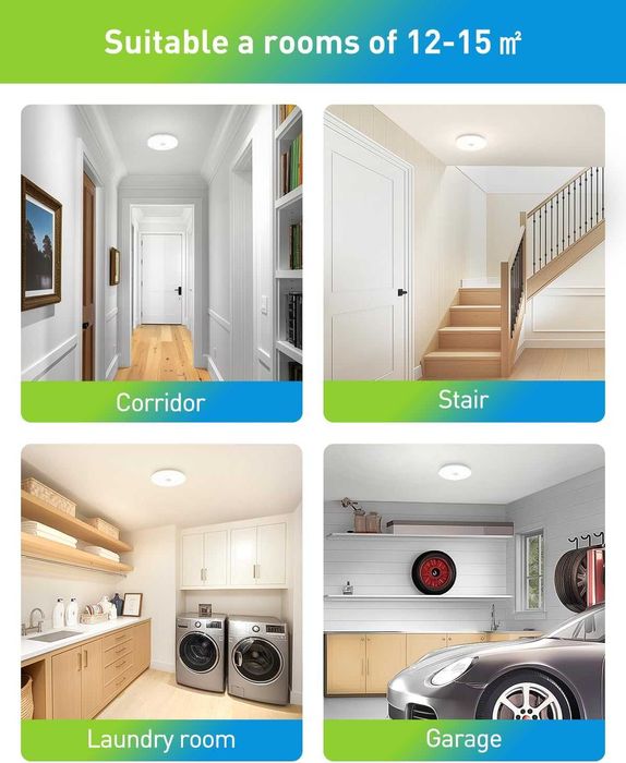 Lampa sufitowa LED 15W z czujnikiem ruchu 15cm IP44 3 barwy