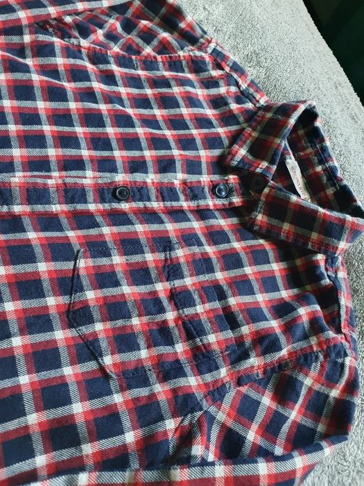 Koszula bawełniana w kratkę Monoprix Kids marine 110-116cm