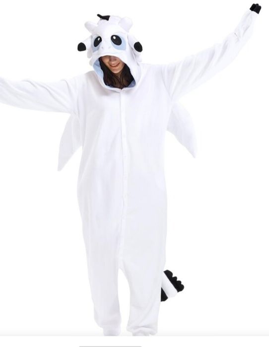 piżama L. Guturris White Dragon Onesie na Halloween, kostiumem zwierzą