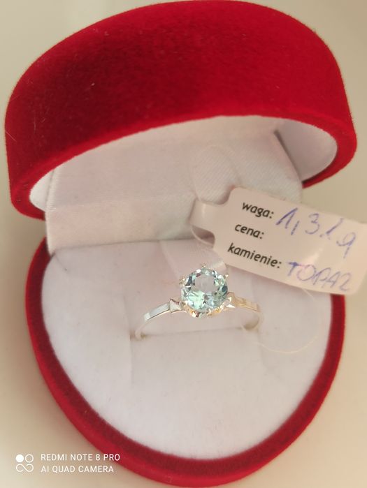 Pierścionek srebrny z Topazem sky blue