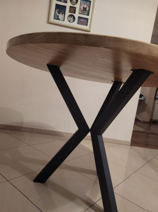 Stolik/Stół okrągły Loft Lity Dąb