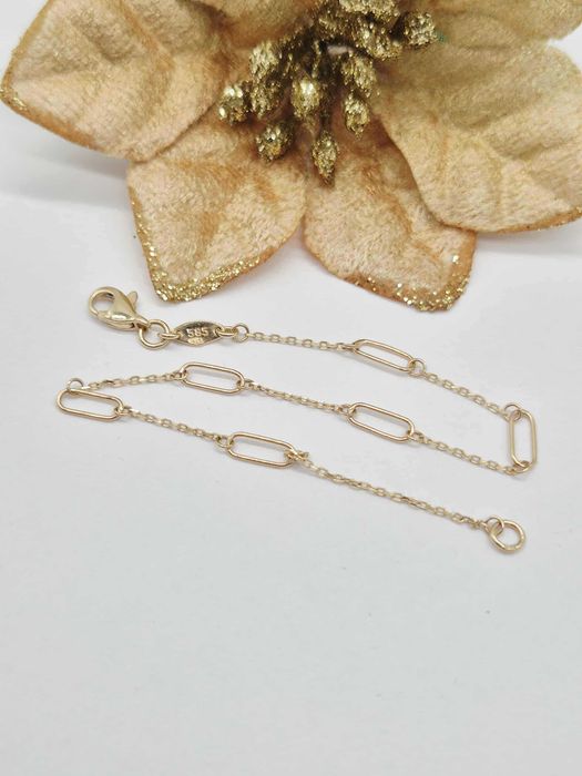 Elegancka Złota Bransoletka Ogniwka Próba 585 Waga 1,60g