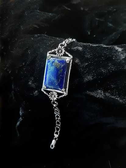 Срібний авторський браслет з яскравим лазуритом. Відео.