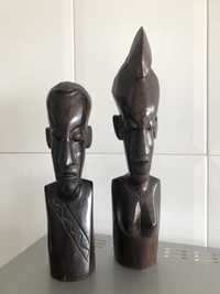 Casal / Par de estatuetas africanas em pau santo. Anos 70