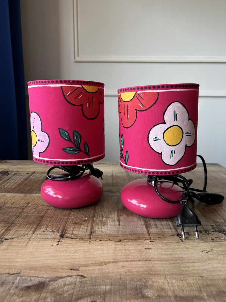 Retro Floral Vibes – Zestaw Lamp Nocnych w Stylu Vintage Handmade