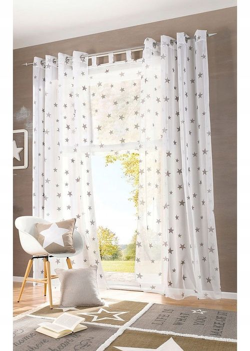B.P.C firana biała w szare gwiazdy r.145/230