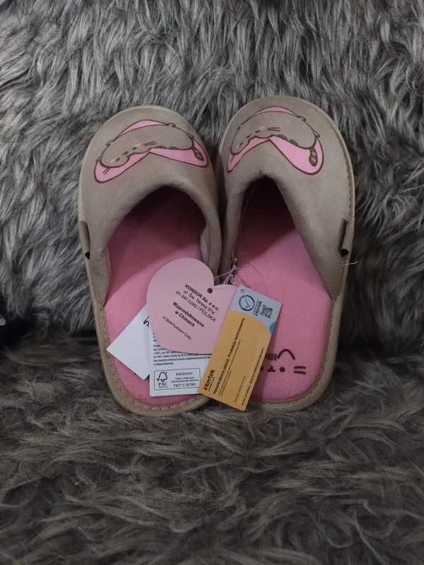 Kapcie kotek Pusheen Puszin ciapy nowe z metką rozmiar 38 laczki kotki