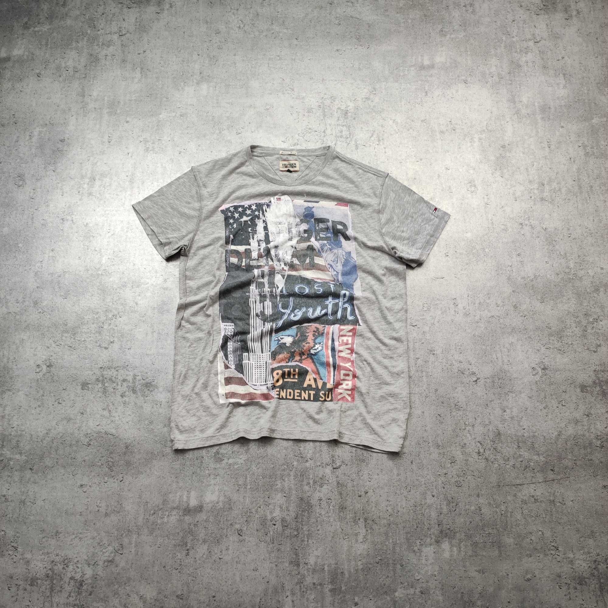 MĘSKA Koszulka Bawełna Duże Logo USA Tommy Hilfiger Denim New York