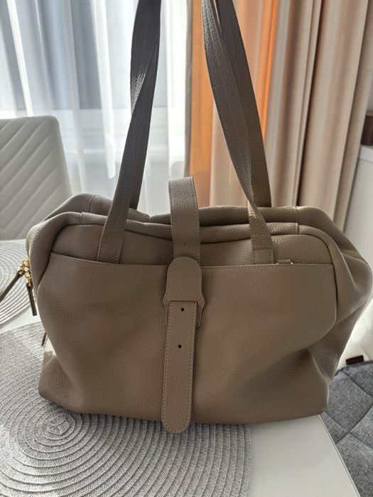 Шкіряна сумка беж