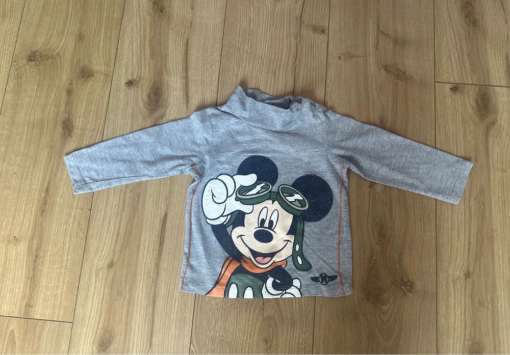 Szara bluzka z długim rękawem, półgolf, C&A Disney, r. 80 (9-12m-cy)