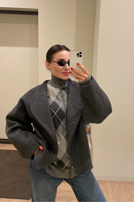 100% вовна светр кардиган на блискавці M/L massimo