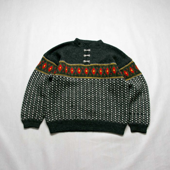 VIntage wełniany sweter norweski bardzo gruby M