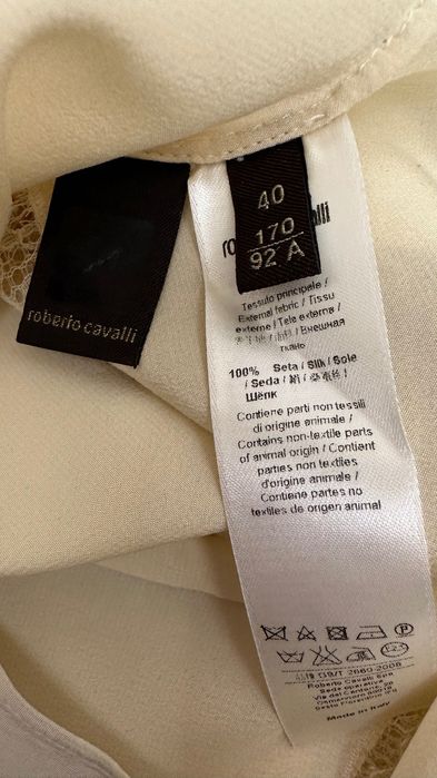 Roberto Cavalli блуза сорочка шовк з мереживом шелковая блузка шелк XS