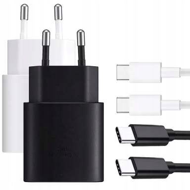 Kostka adapter USB C dla SAMSUNG 25W biała kabel