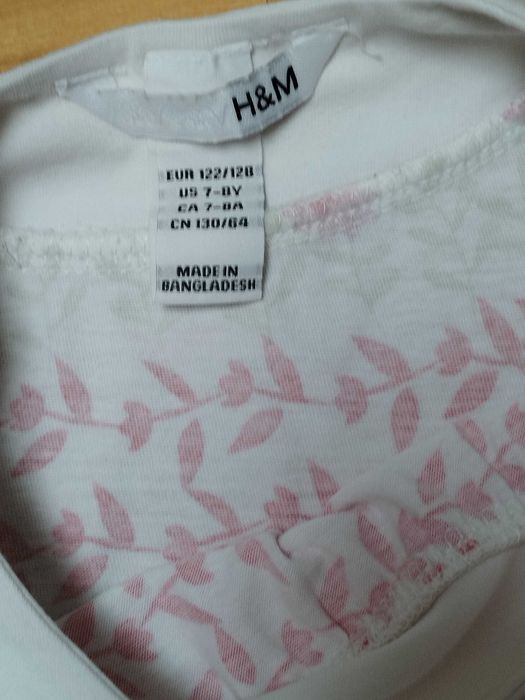 Bawełniana sukienka na ramiączka 122/128 H&M kwiatki