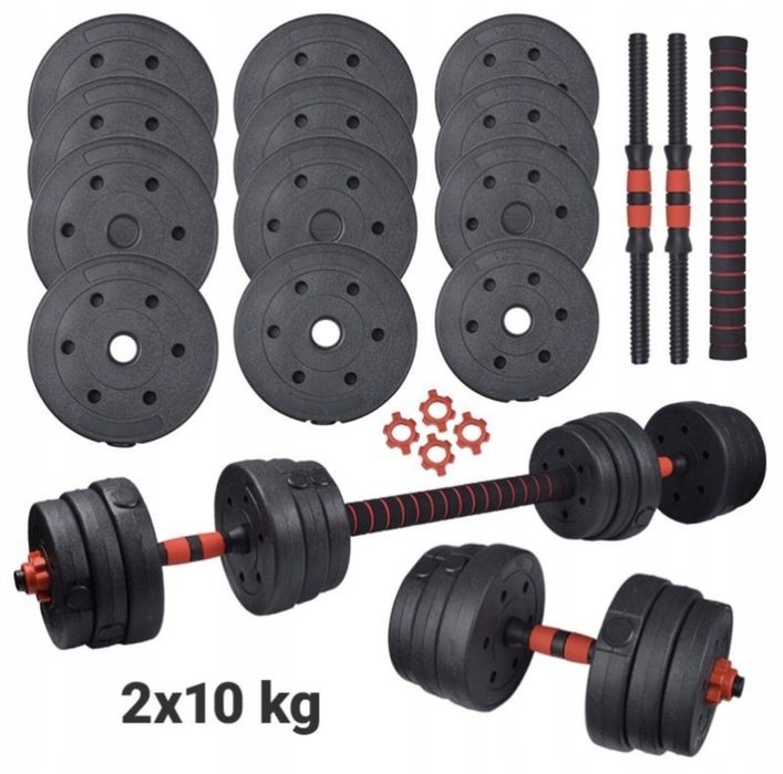 Nowe 20 kg regulowane hantle sztanga gryf talerze ciężarki