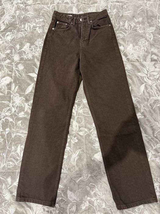 Джинси шоколадного коричневого кольору ZARA мом