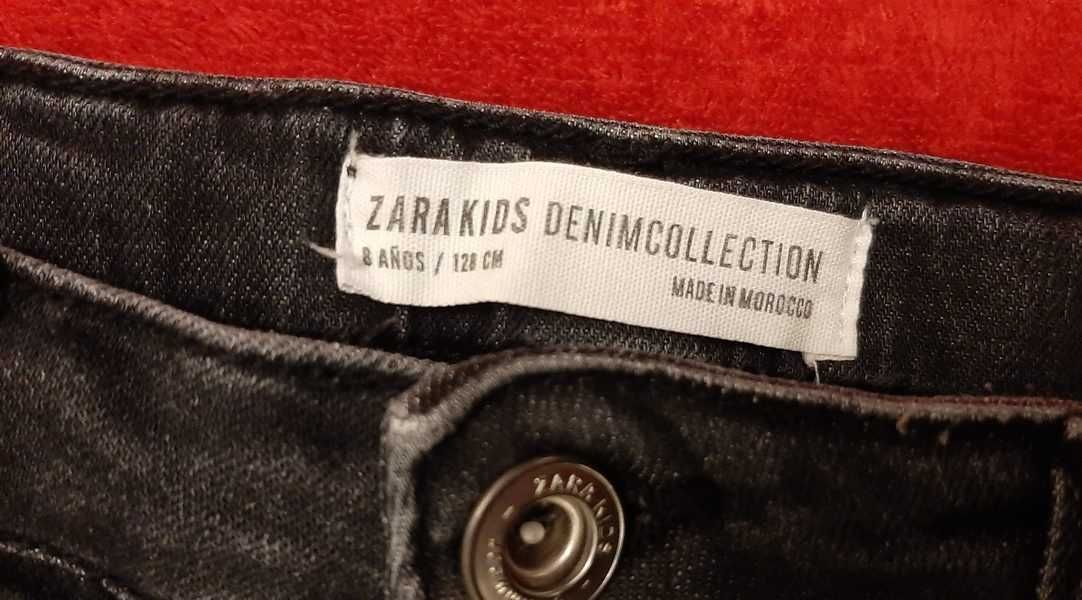 Spodnie jeansowe dżinsowe dziewczęce ZARA KIDS czarne r. 128