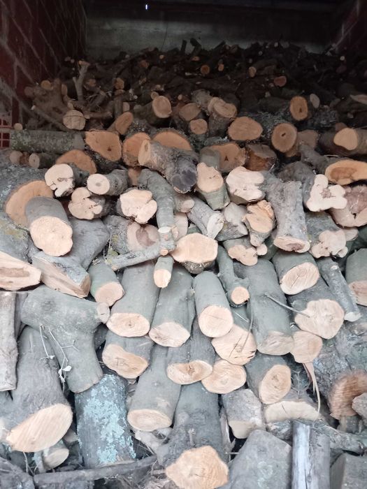 Lenha seca em armazém