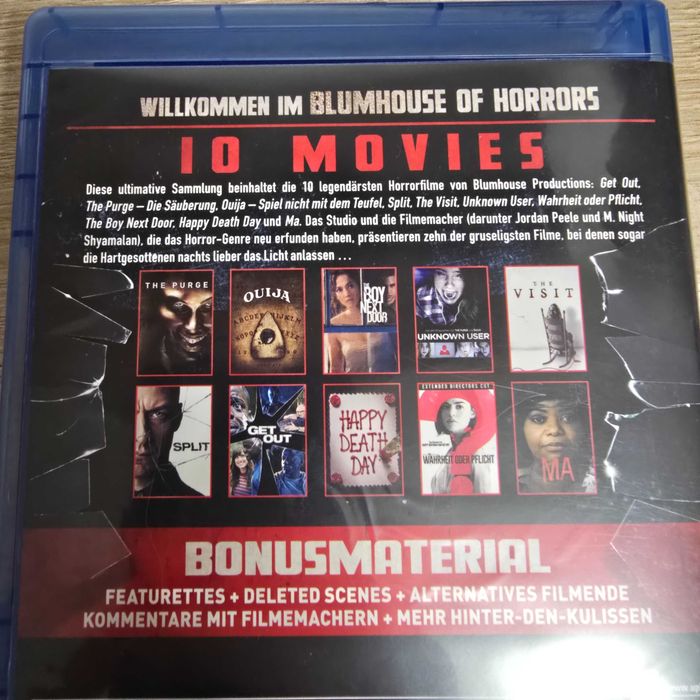 Kolekcja 10 horrorów na płytach bluray, stan idealny