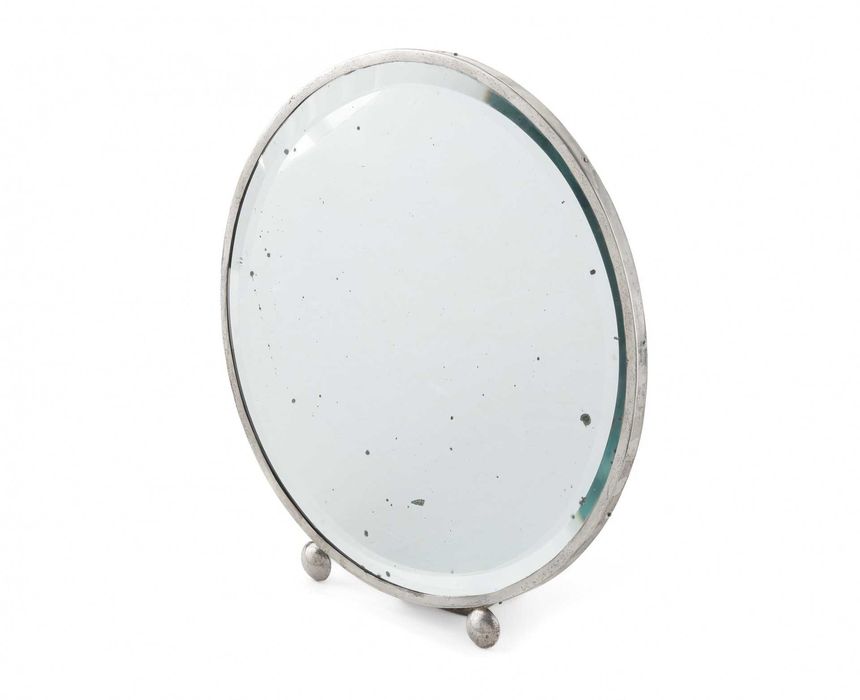 Espelho redondo de mesa em prata