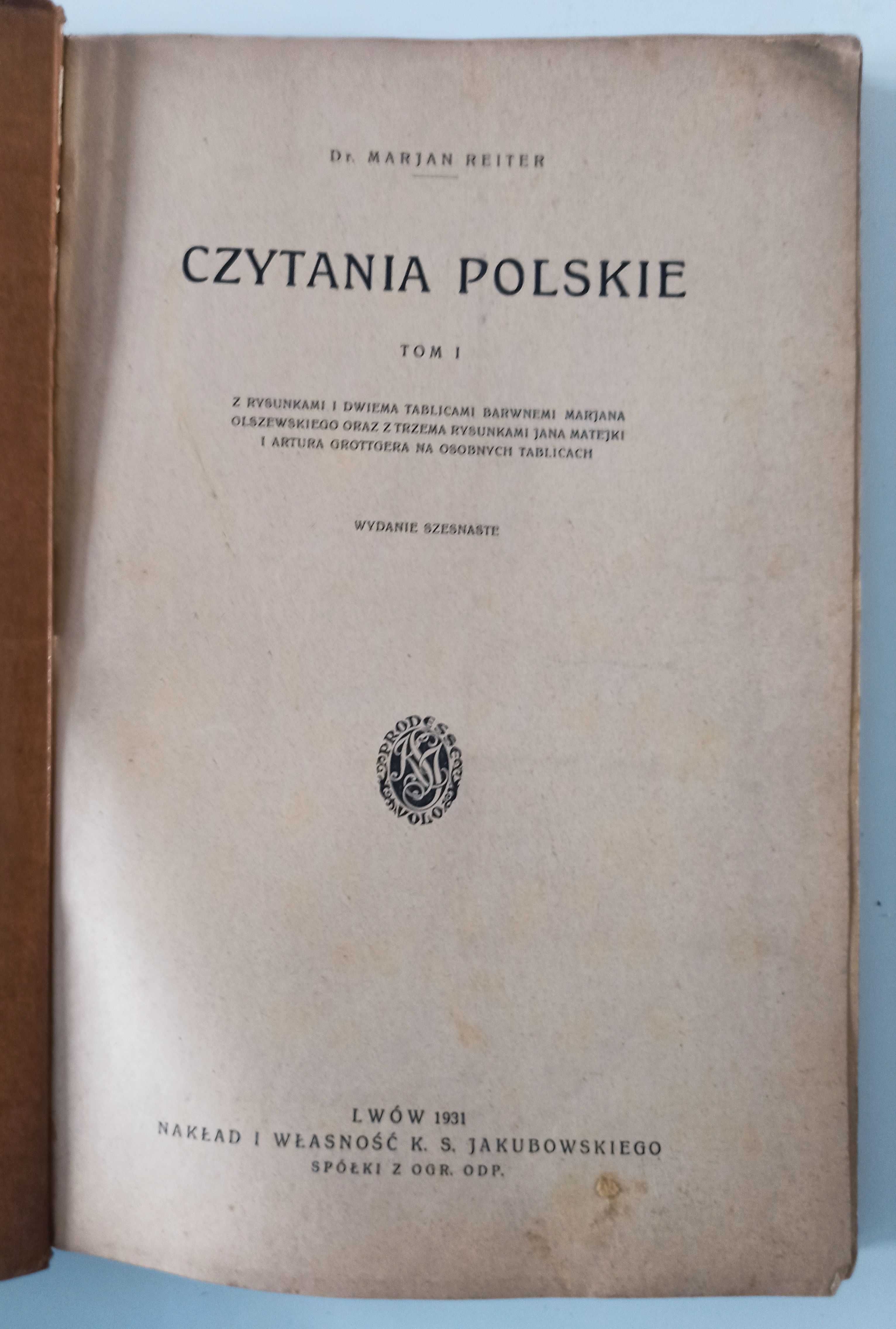 Marjan Reiter Czytania polskie - wydanie Lwów 1931 stan bdb