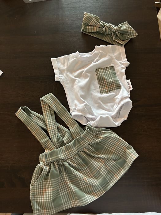 Komplet w kratkę dla dziewczynki Mati Made r.62