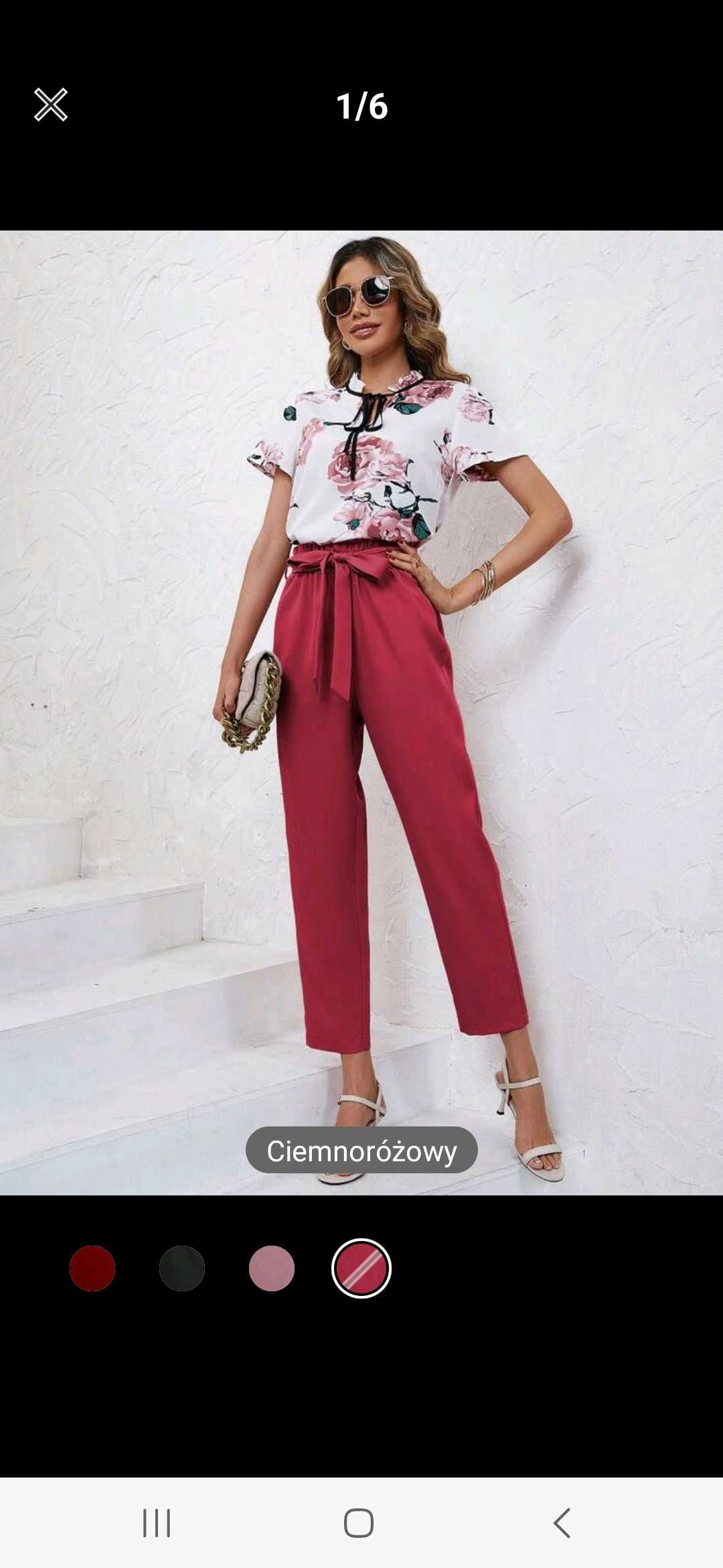 Nowy komplet damski elegancki spodnie koszula t-shirt bluzka 34 xs