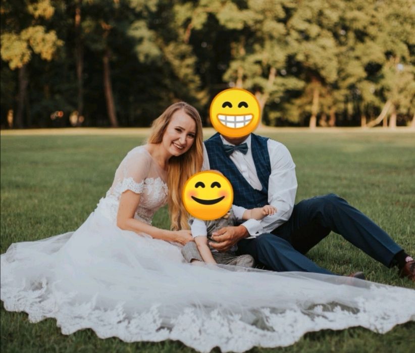 Suknia ślubna rybka tren tiul koronka  38 40