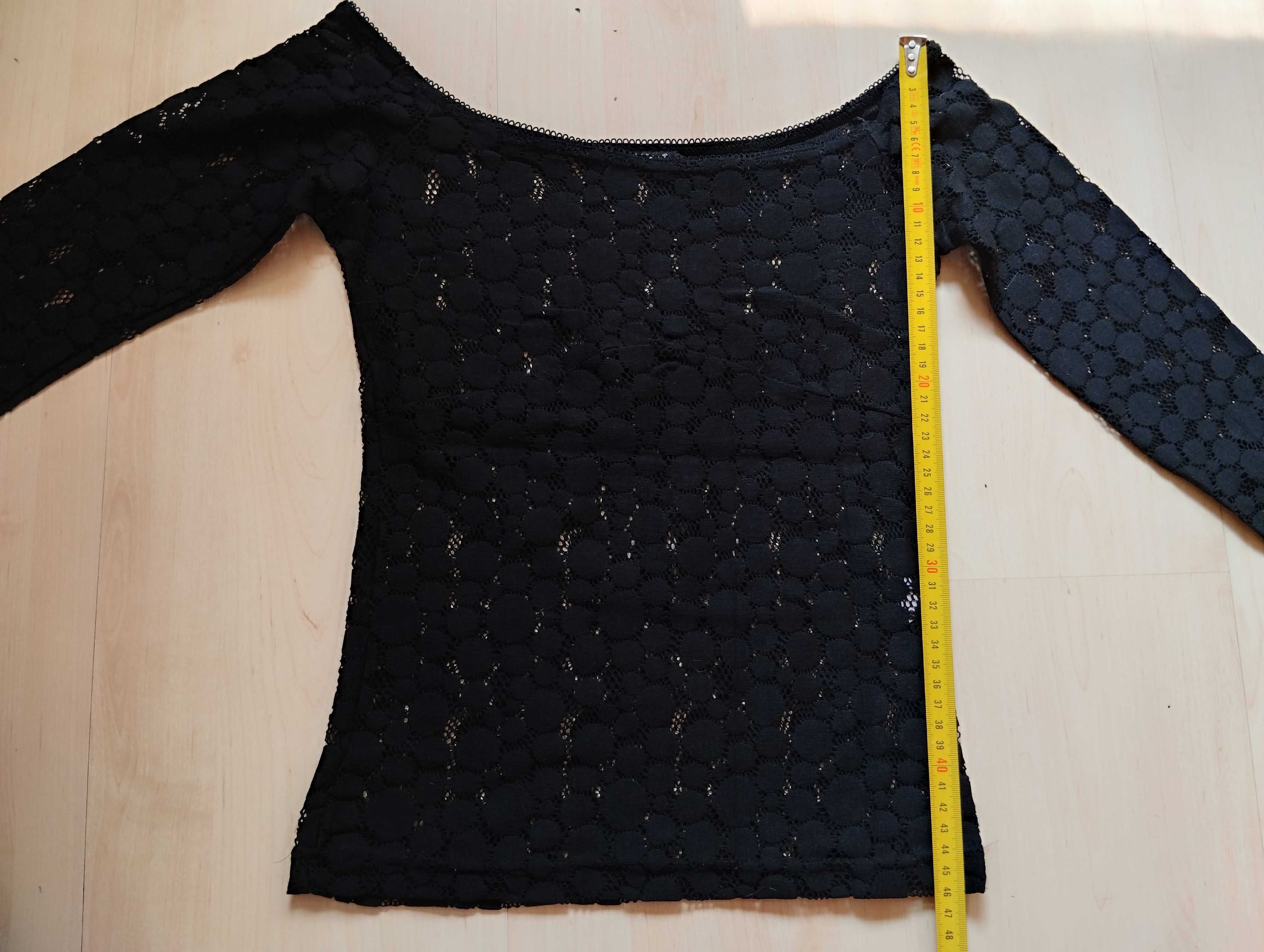 koronkowa bluzka z odkrytymi ramionami rękaw 3/4 koronkowy longsleeve