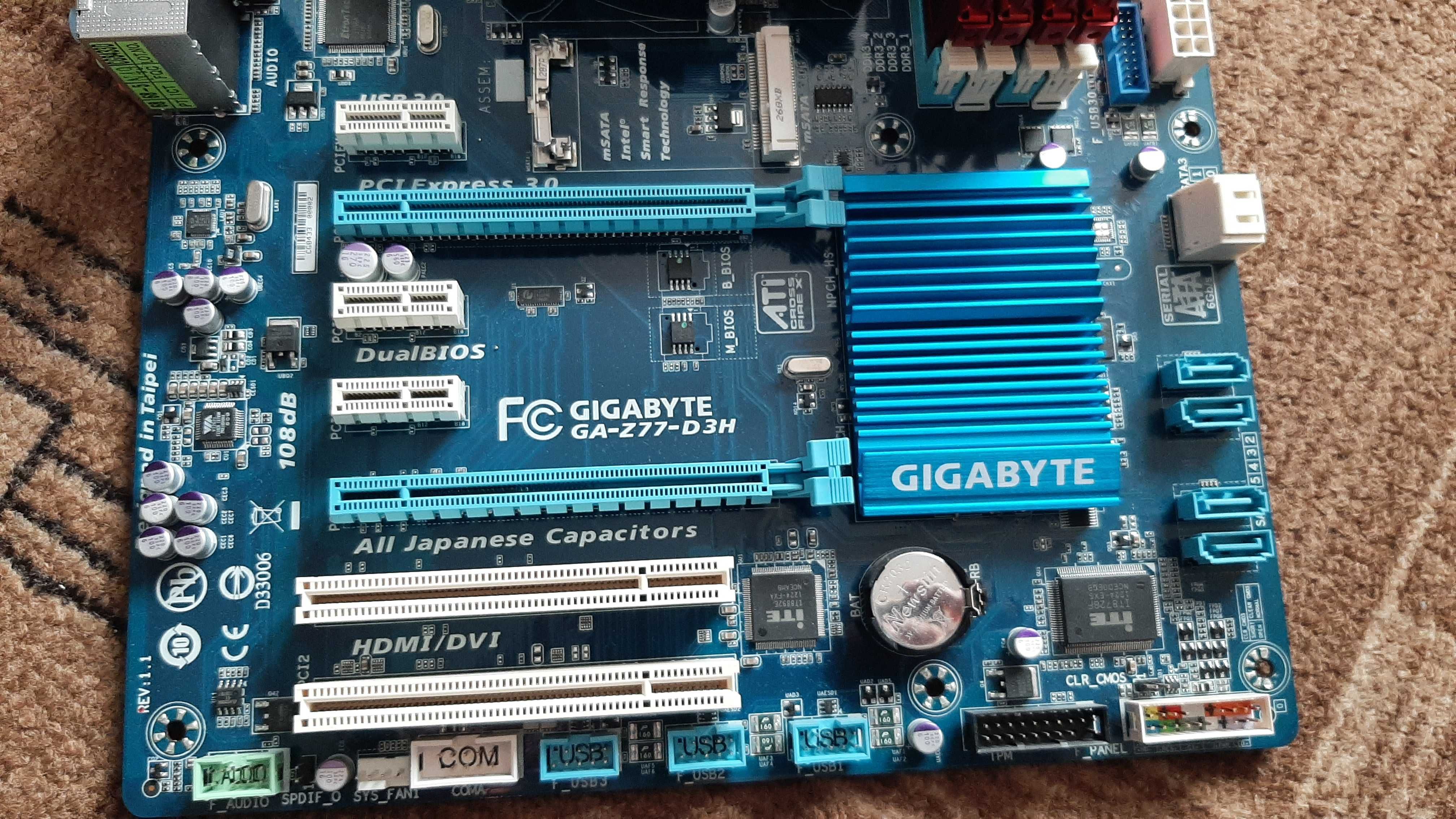Gigabyte GA-Z77-D3H, Intel Core I5-3470, 16GB DDR3, MSI GTX 1050ti