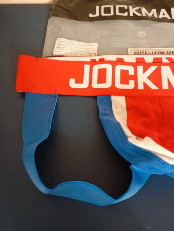 Męskie stringi z kolorowymi wstawkami jockstrap
