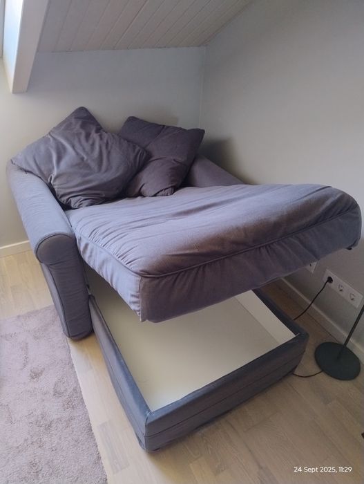 sofa chaise longue com arrumação ikea GRONLID, capa cinzenta