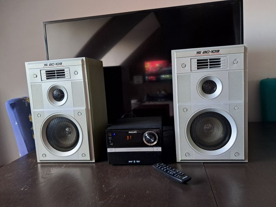 Mikrowieża Philips bluetooth + kolumny VEGA 15 AC-109 USSR