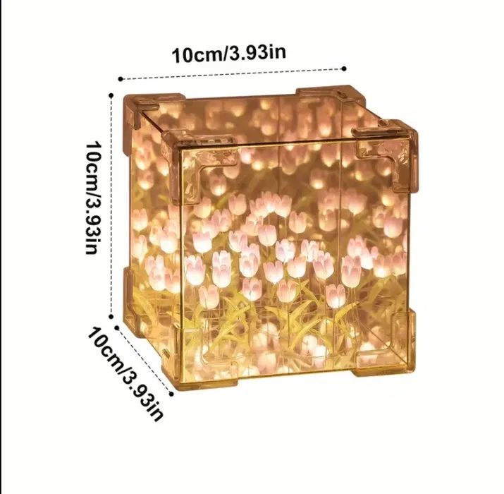 Нічник безкінечні тюльпани в кубі
