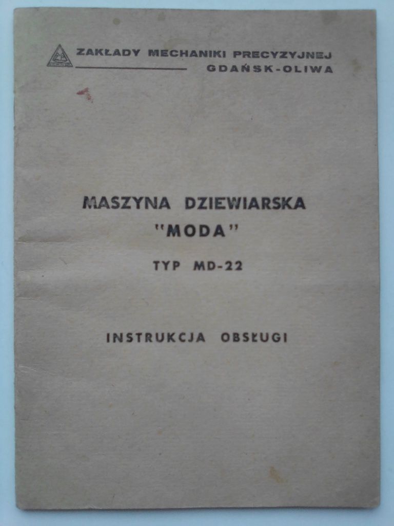 Maszyna dziewiarska "Moda" MD 22 - Instrukcja obsługi
