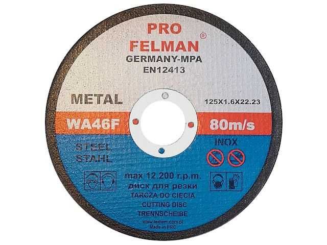 10 SZTUK ! Tarcza tarcze do cięcia metalu stali FELMAN PRO! 125 x 1,6