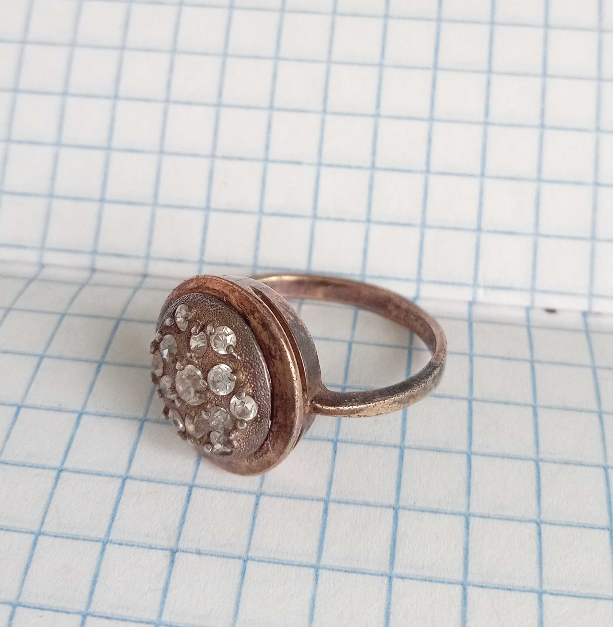 Перстень кольцо с камнями, серебро позолота 925 Винтаж
