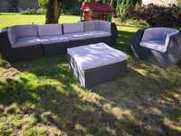 Komplet mebli ogrodowych z technorattanu - sofa, fotel, stolik