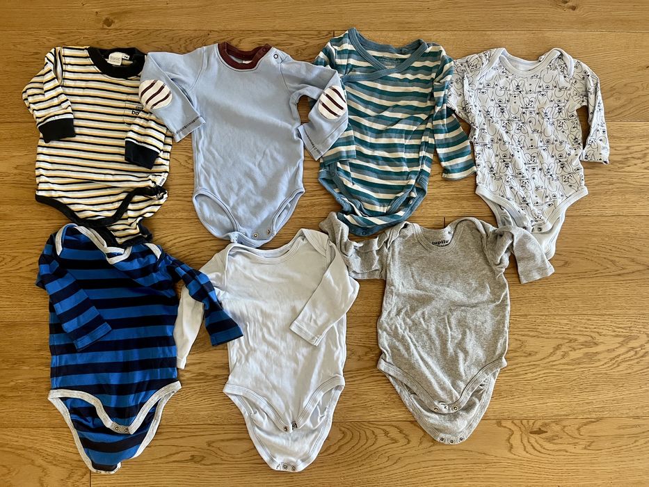 Zestaw ubrań 74: body spodnie swetry bluza paka jesień zima