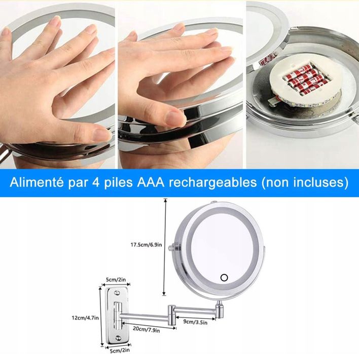 Lustro ścienne z 10-krotnym powiększeniem