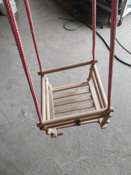 Huśtawka DREWNIANA do zawieszenia NATURALNA