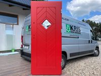 Drzwi dębowe zewnętrzne 7,5cm drewniane wiejskie czerwone
