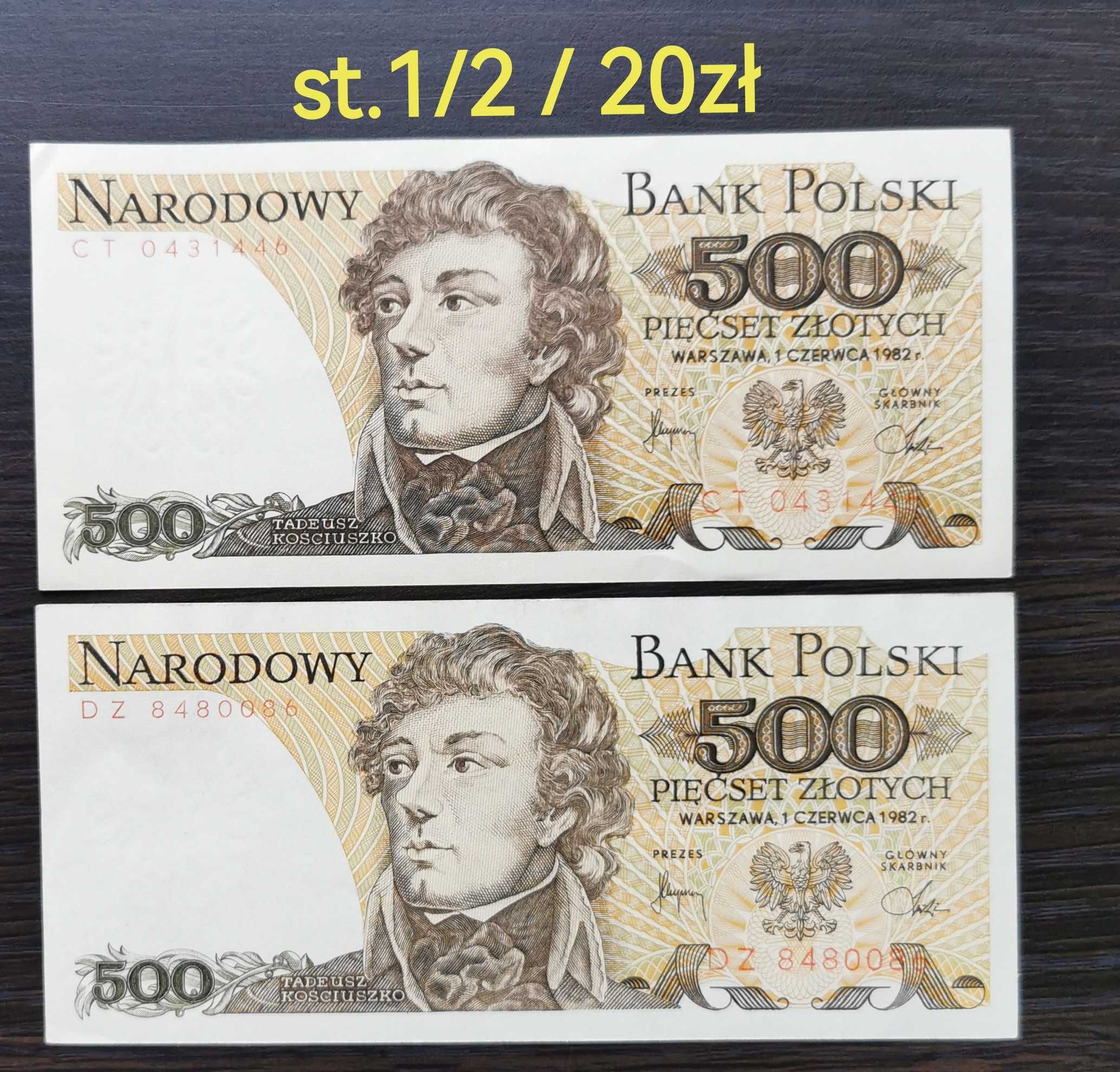 500 zł 1982r st. 1/2 różne serie