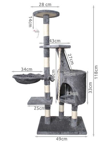 Drzewko dla kota 118 cm szare purlov
