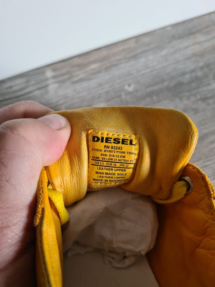 Trampki diesel żółte z zamkiem skórzane
