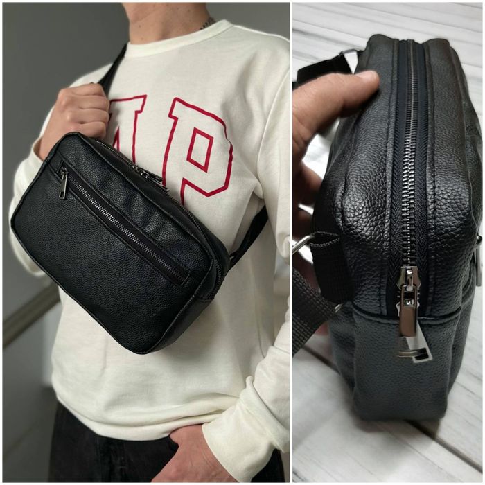 Сумка чорна через плече .Чоловіча барсетка,бананка