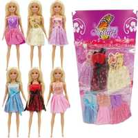 Sukienki Ubranek dla Lalek Barbie 6 sztuk Na blistrze