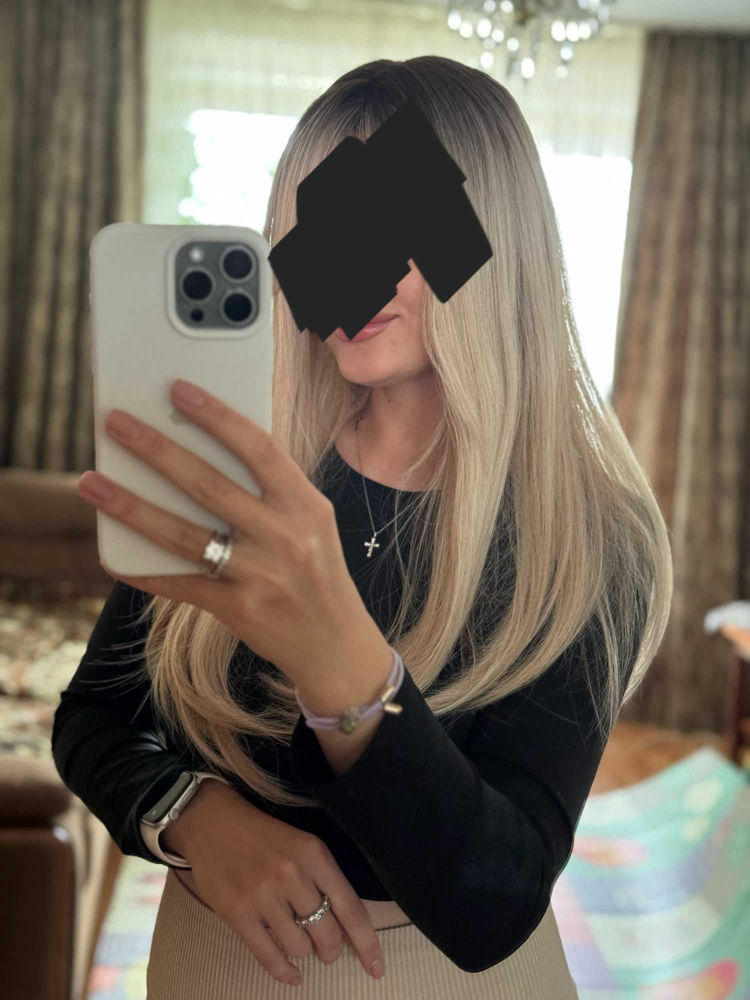 Peruka blond 60 cm długie gęste włosy jak naturalne