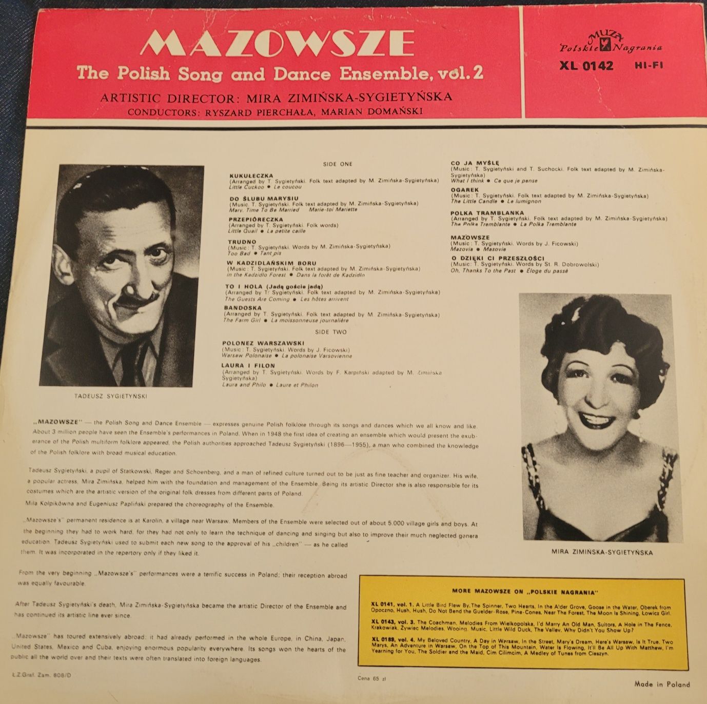 Vinyl Mazowsze The Polish Song & Dance Ensemble vol.2 PN Muza 1965